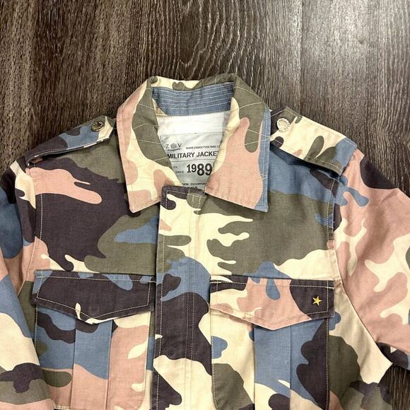 NWOT Zadig & Voltaire Kayak Pastel Camo Military Jacket Camouflage Canvas Small - Picture 5 of 14